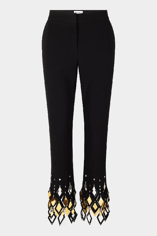 Embellished Cropped Trousers in Black