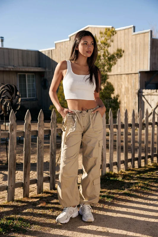 Strappy Parachute Pants - Khaki