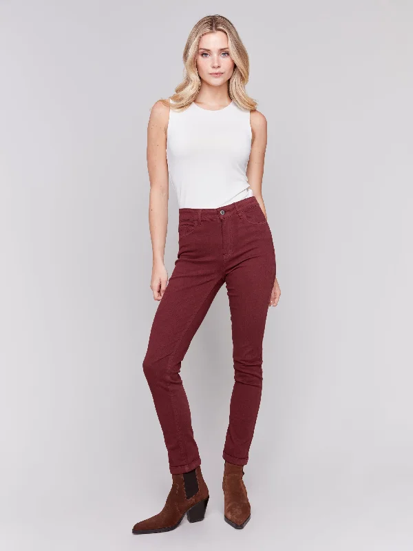 Cuffed Hem Twill Jeans