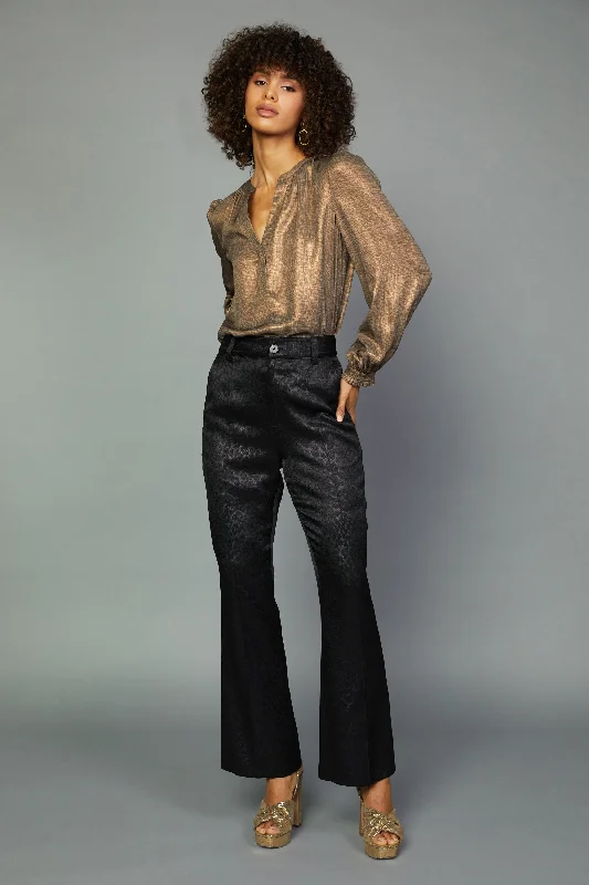 Leopard Jacquard Flare Pants