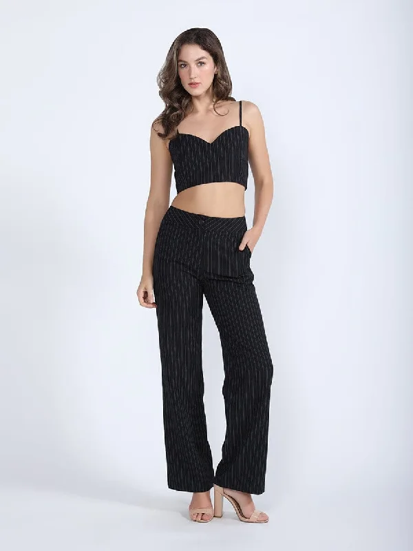 Striped Wide Leg Dress Pants Set