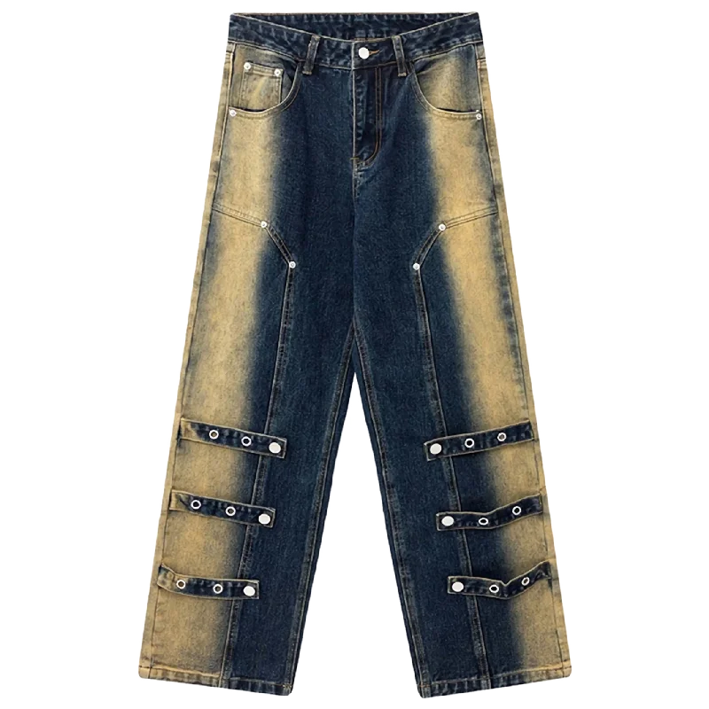 Architectural Acid Straight-Cut Denim Jeans