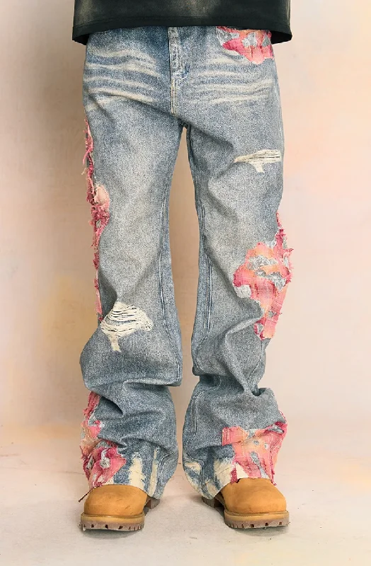 Elegant Evening Lace Embroidered Denim Jeans