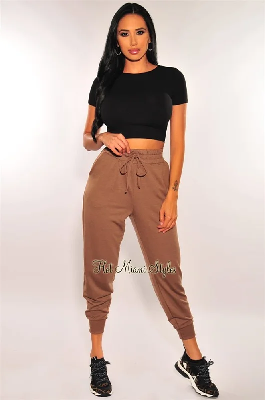 HMS Lounge: Toffee Drawstring High Waist Jogger Pants