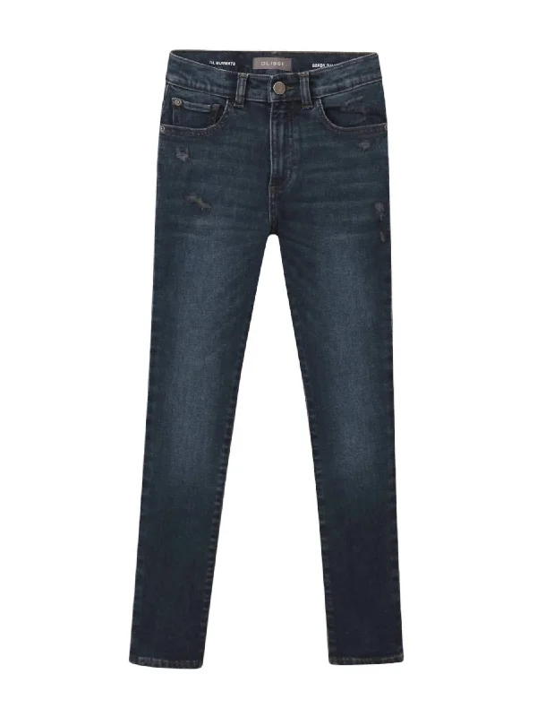 Girl's Cove Distressed Brady Slim Jeans In Mid-To-Dark Indigo