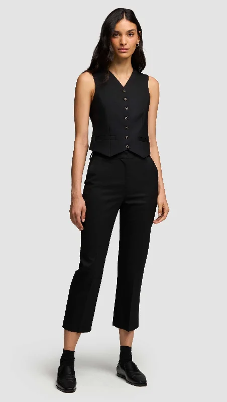 Cropped Straight Leg Trouser in Seasonless Wool | Black