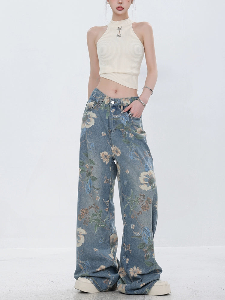 ABWEAR Blooming Botanica Wide-Leg Jeans