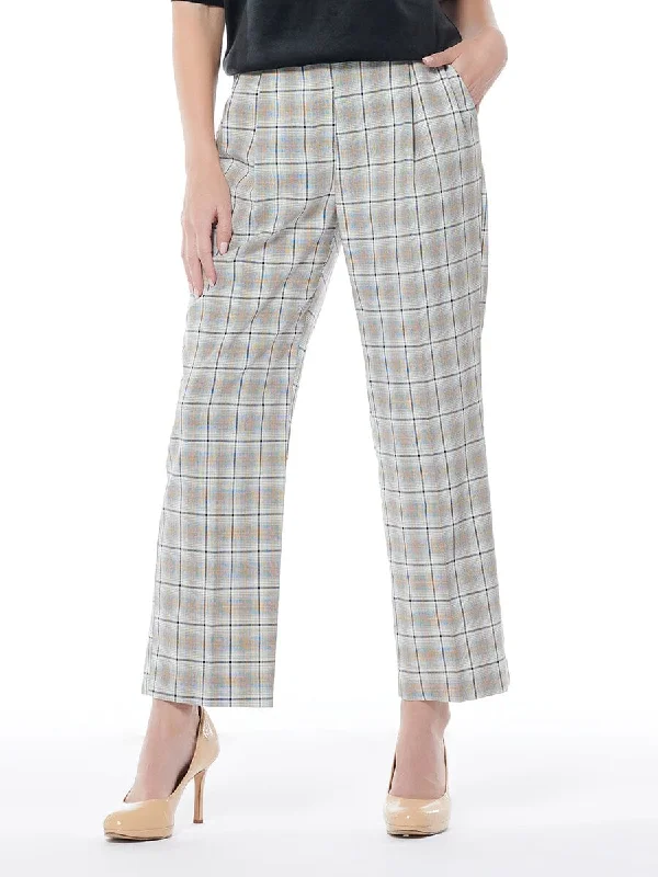 Check Pattern Straight Fit Pants