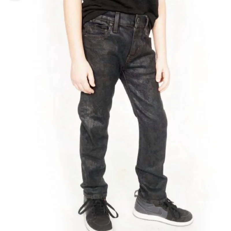 Kid's Cult Rogue Slim Straight Stretch Denim Jeans In Black Ice