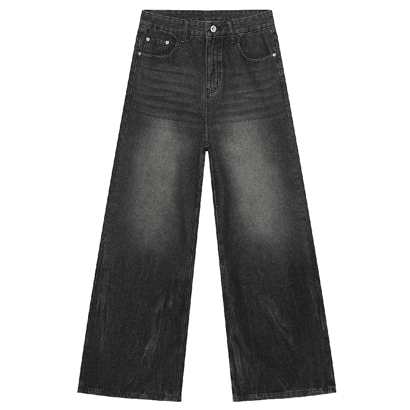 Charcoal Fade Wide-Leg Jeans