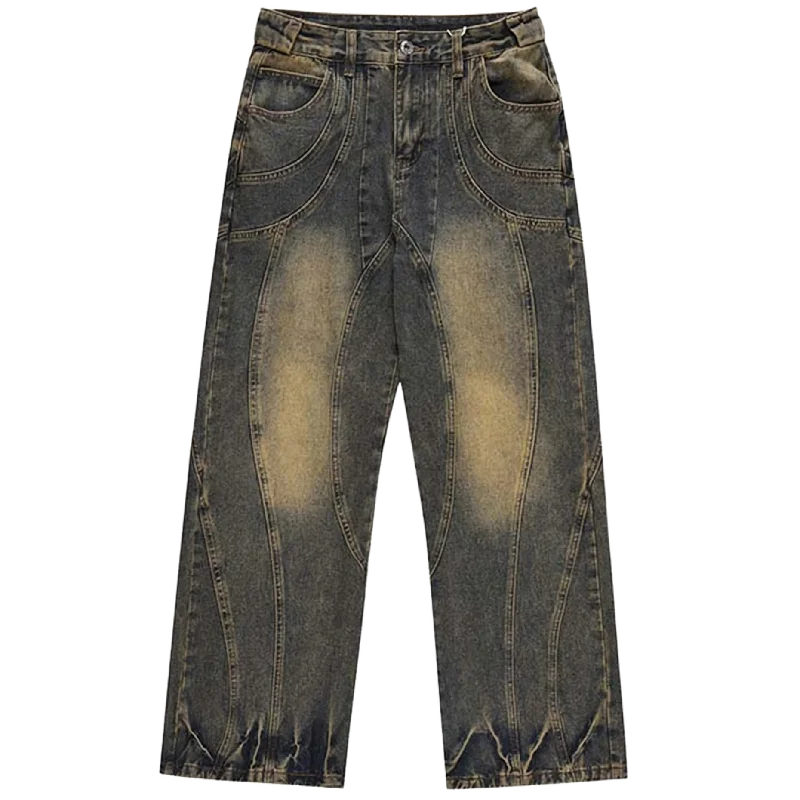 Architectural Acid Straight-Cut Denim Jeans