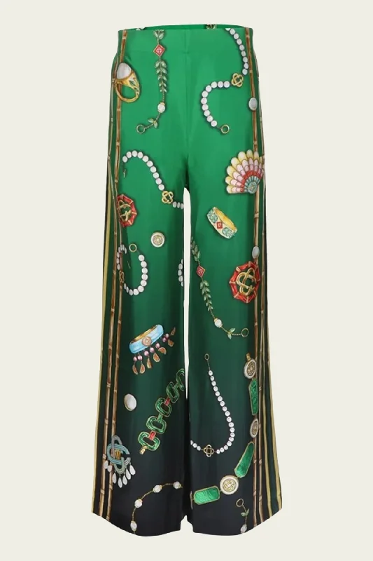 La Boite A Bijoux Silk Trousers in Green