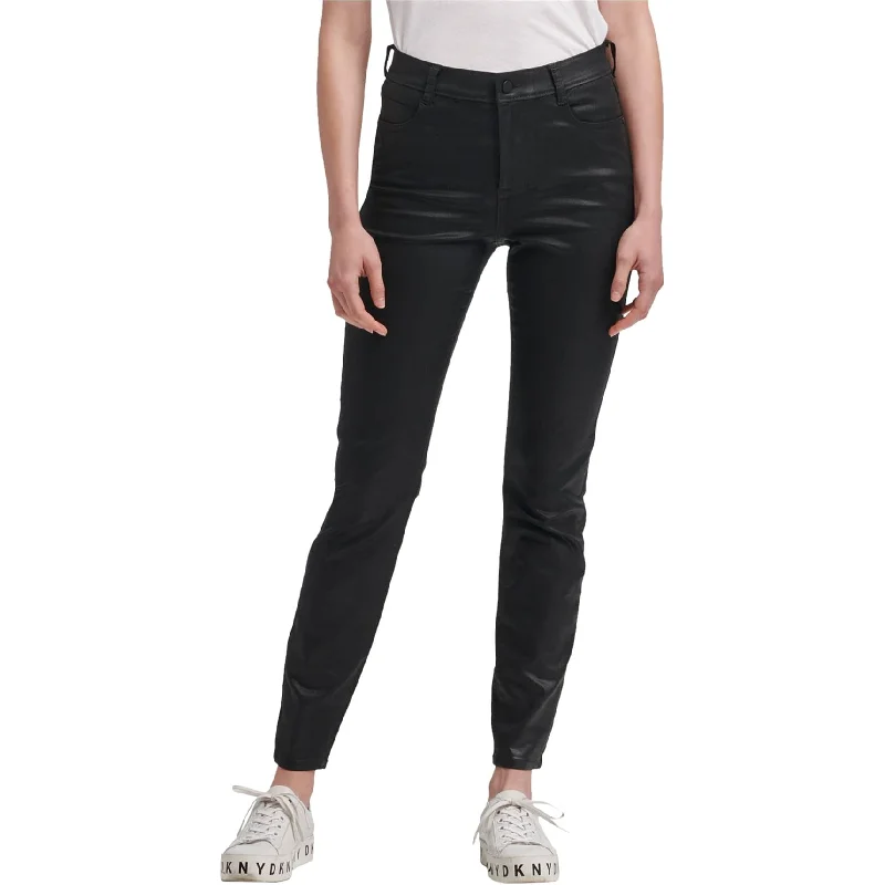 DKNY Womens Coated Jeggings, Black, 25