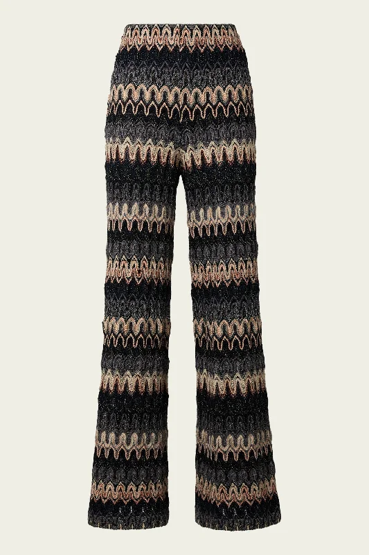 Zig-Zag Woven Trousers in Dark Tones