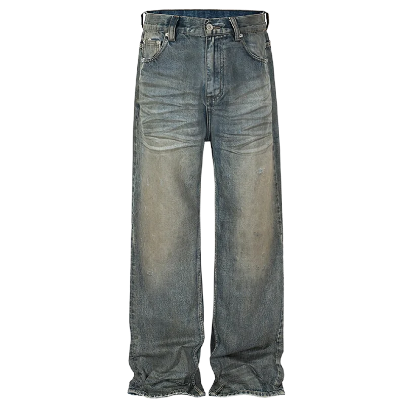 Blue Vintage Wash Wide-Leg Jeans