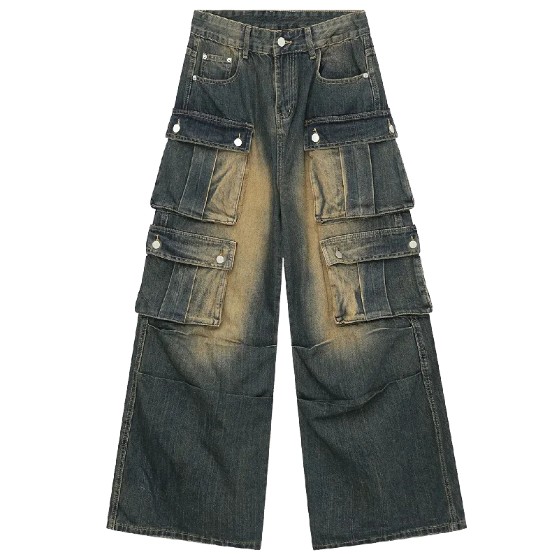 Utility Cargo Denim Wide-leg Jeans