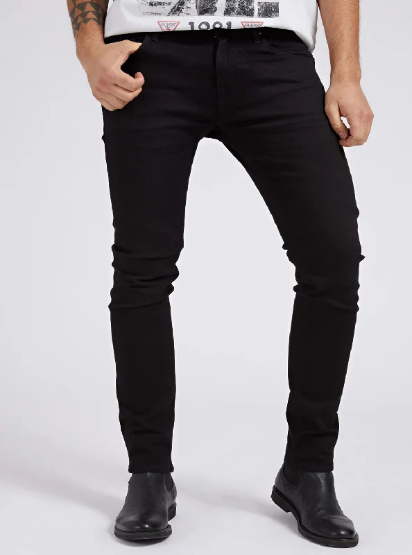 Chris Mid-Rise Super Skinny Denim Jeans in Black