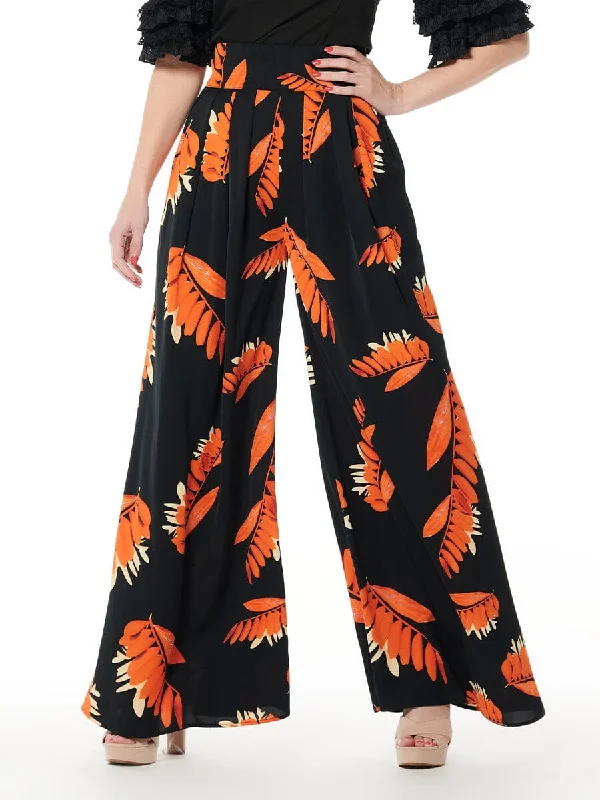 Leaf Printing High Waist Pants