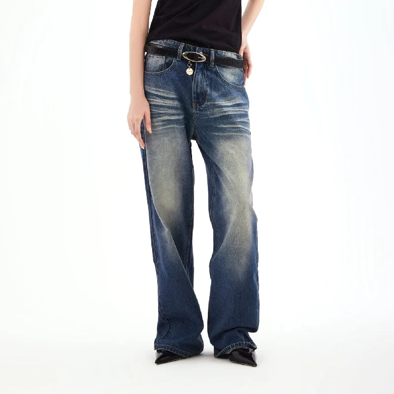 Blue Vintage Wash Wide Jeans