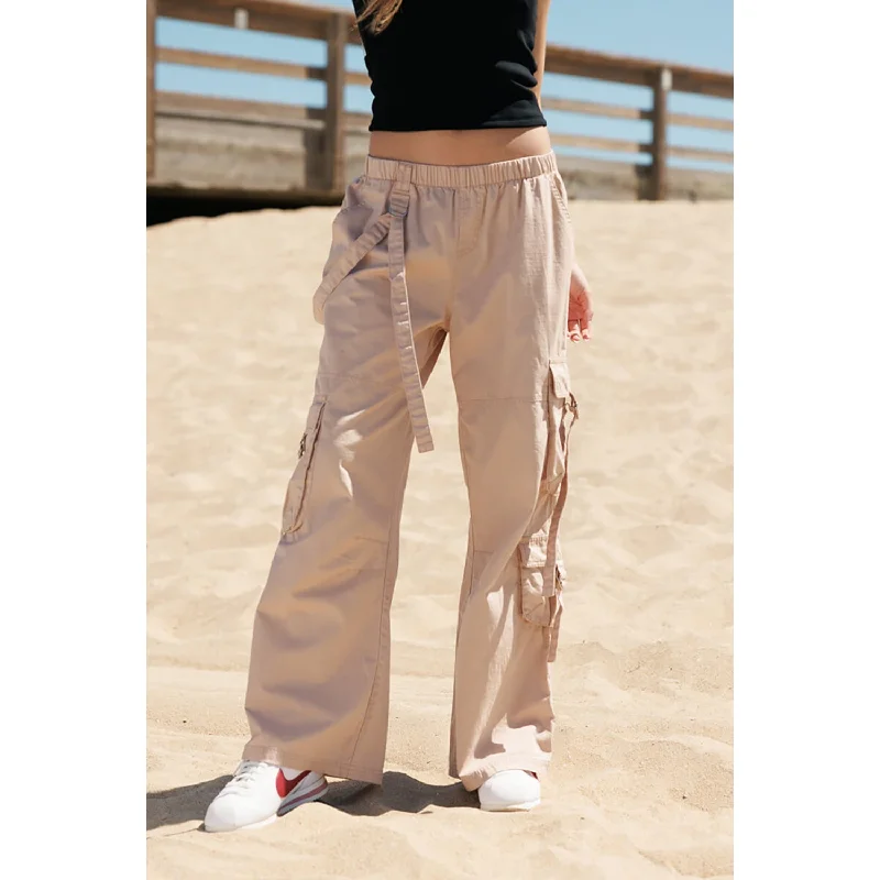 Cargo Parachute Pull On Pants - Almond