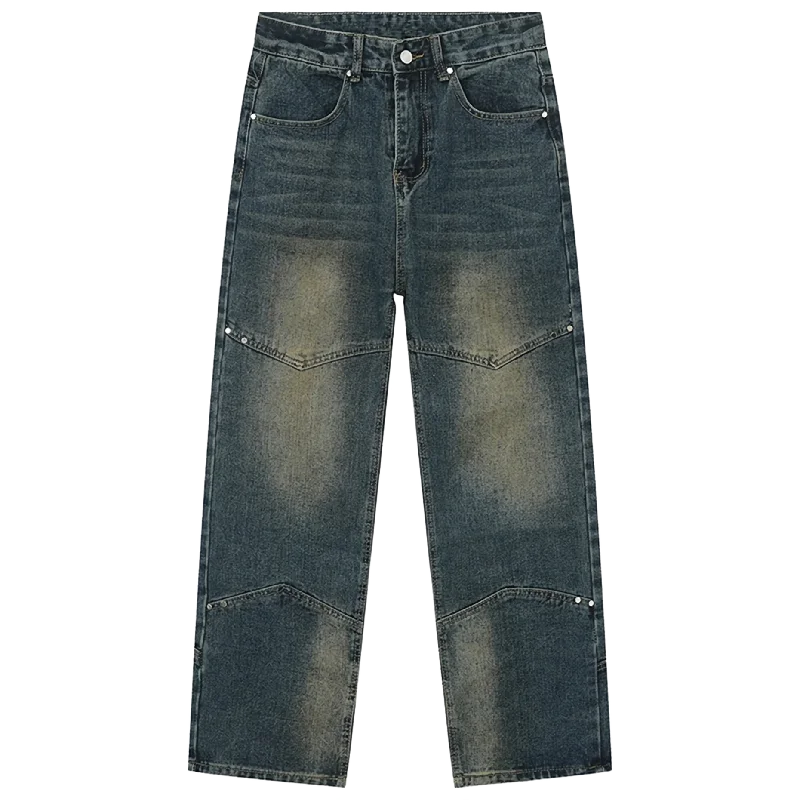 Vintage Moto Denim Faded Jeans