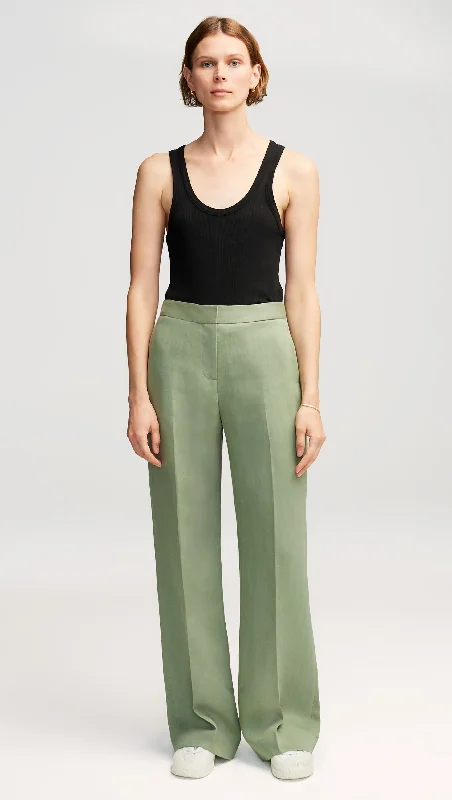 Wide Leg Trouser in Linen | Sage