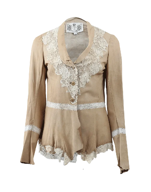 Lace Bib Leather Jacket