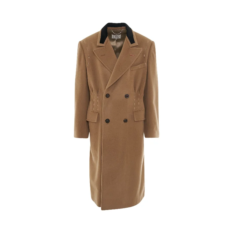 Double Breasted Wool Coat in Camel