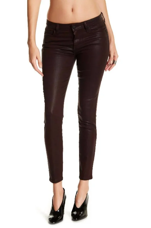 The Icon Coated Ankle Denim Skinny Jeans In Deep Orchid