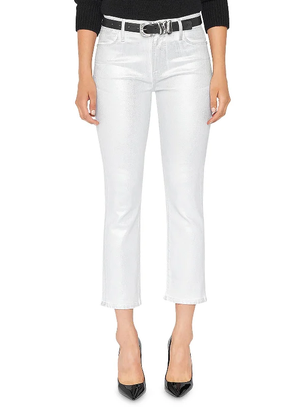 Womens High Rise Coated Ankle Jeans