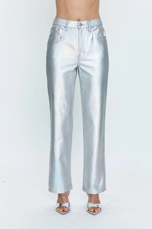 Cassie High Rise Straight Pant In Coated Prism