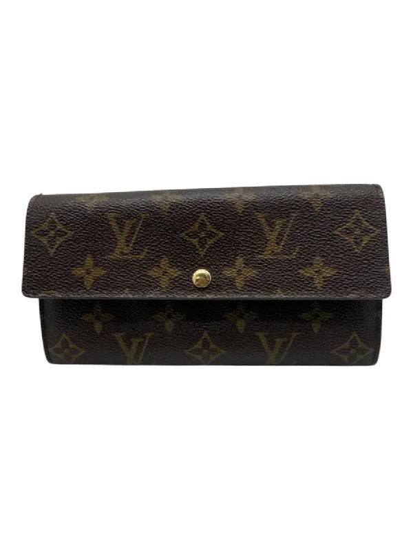 Louis Vuitton Brown Print Coated Canvas Monogram Snap Continental Wallets