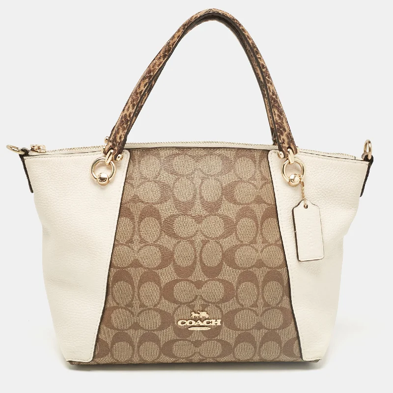 Coach Beige Coated Canvas Leather Satchel