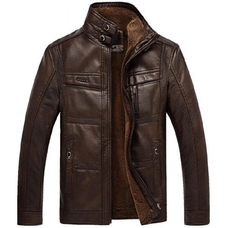 High Quality 5XL Winter Synthetic Leather Men's Jacket