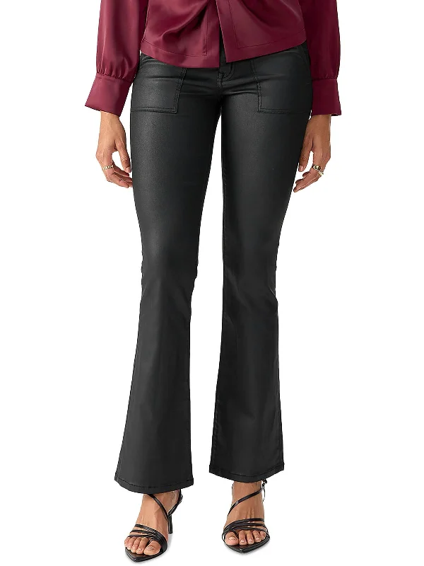 Birdy Womens Twill Coated Flared Pants