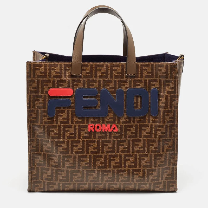 Fendi Brown Zucca Coated Canvas Large Mania Shopper Tote