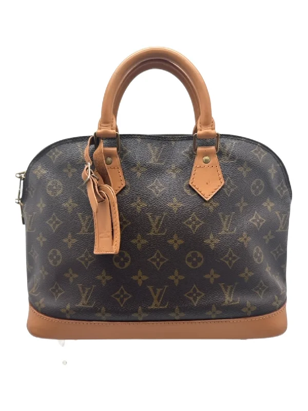 Louis Vuitton Brown & Tan Coated Canvas & Leather Top Handles Monogram Bag