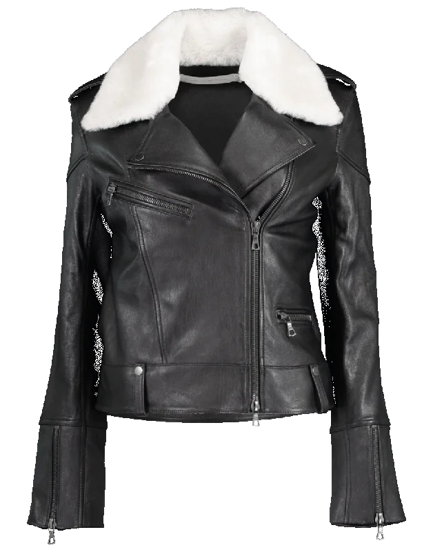 Shearling Collar Biker Jacket