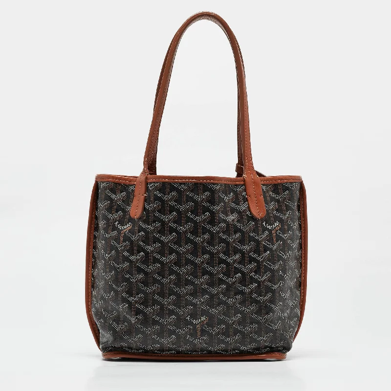 Goyard Black/brown Goyardine Coated Canvas And Leather Anjou Mini Tote