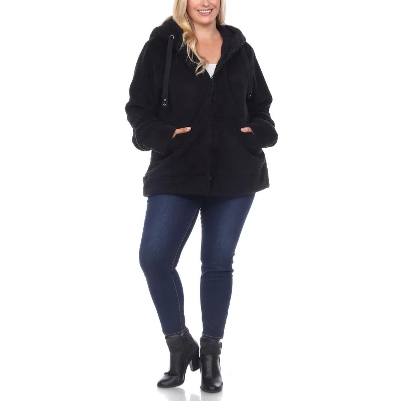 White Mark Womens Plus Sherpa Hooded Fleece Jacket