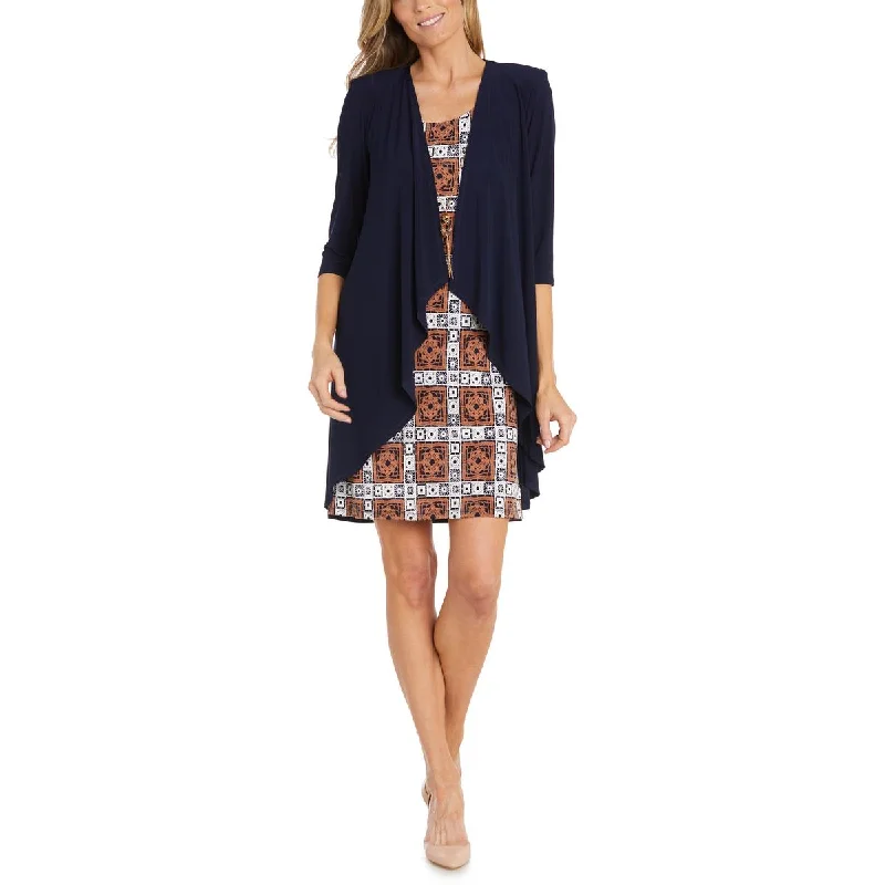 R&M Richards Womens Printed Jacket Two Piece Dress