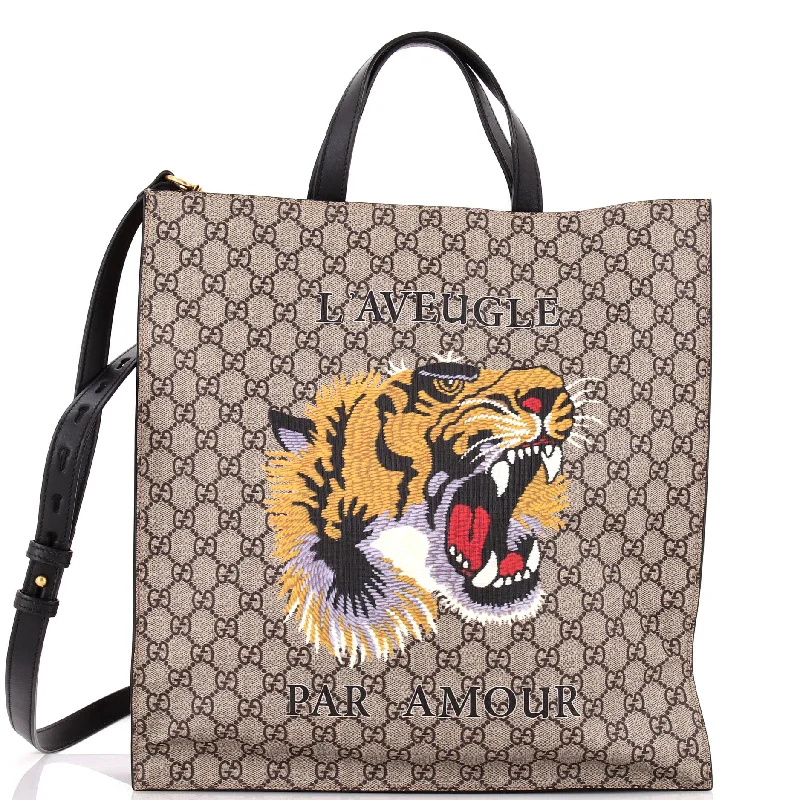 Convertible Soft Open Tote Printed GG Coated Canvas Tall