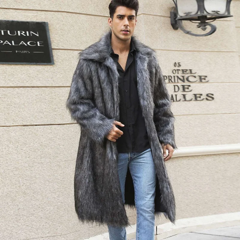 Urban Chic: European Men's Imitation Fur Coat