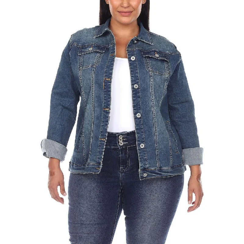 White Mark Womens Plus Denim Short Denim Jacket