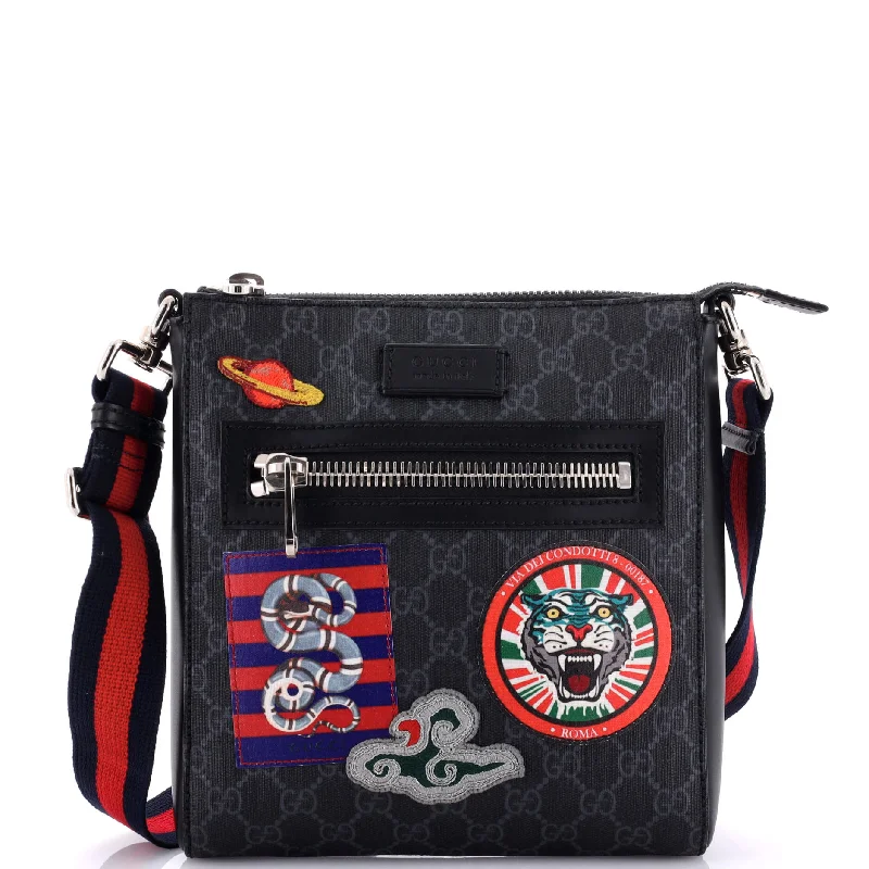 Night Courrier Zip Messenger GG Coated Canvas with Applique Small