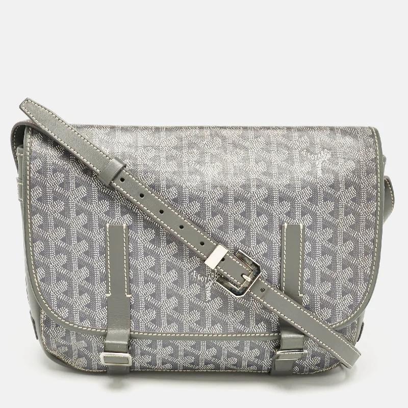 Goyard Grey Goyardine Coated Canvas Belvedere Mm Saddle Bag