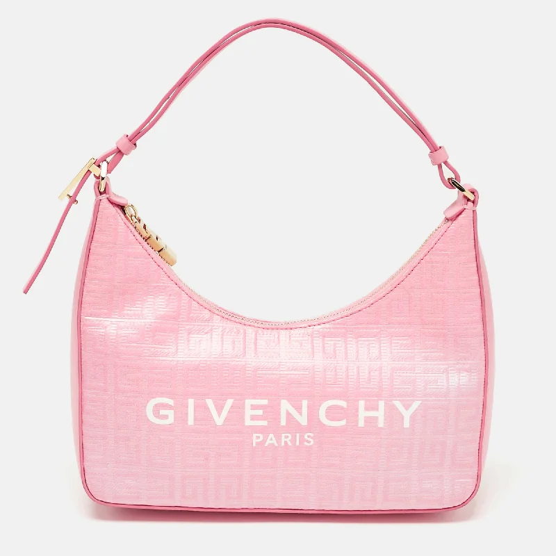 Givenchy Pink Monogram Coated Canvas And Leather Small Moon Cut Shoulder Bag