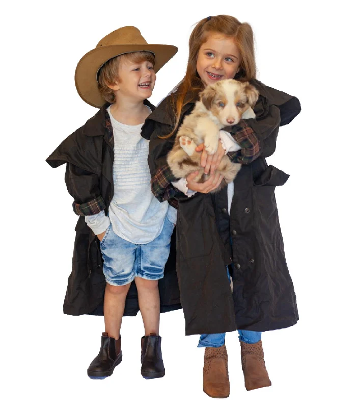 Didgeridoonas Oilskin - KIDS Full Length Coat - BROWN