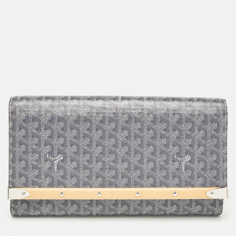 Goyard Grey Goyardine Coated Canvas Monte Carlo Bois Clutch