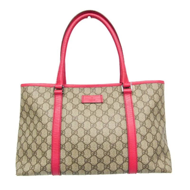 Gucci  pink Leather Coated Canvas Tote Bag (Pre-Owned)